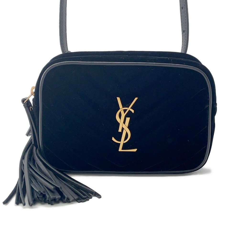 SAINT LAURENT PARIS Lu borsa da cintura per fotocamera velluto nero 534817