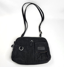 MultiSac Black Nylon Crossbody Bag Organizer 3 Zip Sections Travel Lightweight