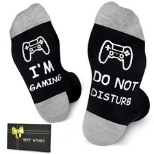 Dealswin Do Not Disturb I'm Gaming Socks, Birthday Gifts for Teen 6-12, Grey