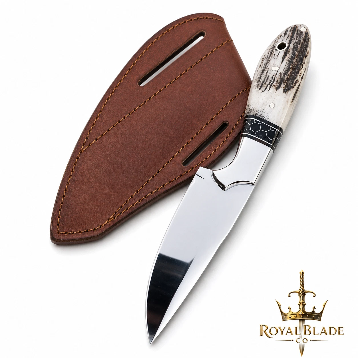 Custom Handmade Stainless Steel Bowie Knife Stag Antler Handle Hunting Knife