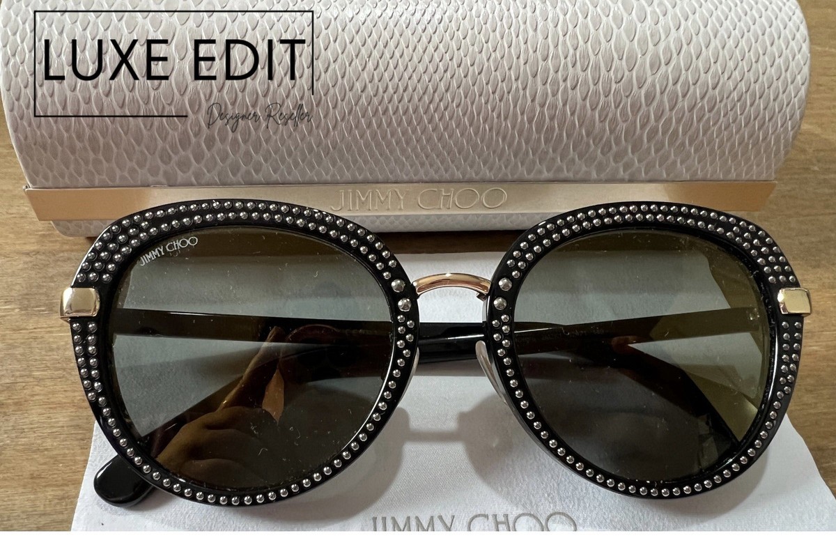 NEW Jimmy Choo Black Oversized Designer Mori Silver Stud  display picture 1