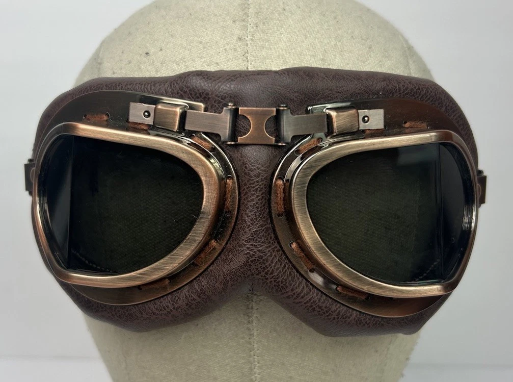 Steampunk Aviator Pilot Glasses Headband Brown Gold Cosplay New