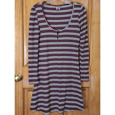 ASOS DESIGN Dress Women's 8 Striped Henley Ribbed Mini Y2K Style Lightweight