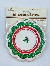 (16) Holly Berries Coasters, Original Packaging, Vintage Hallmark Made In USA