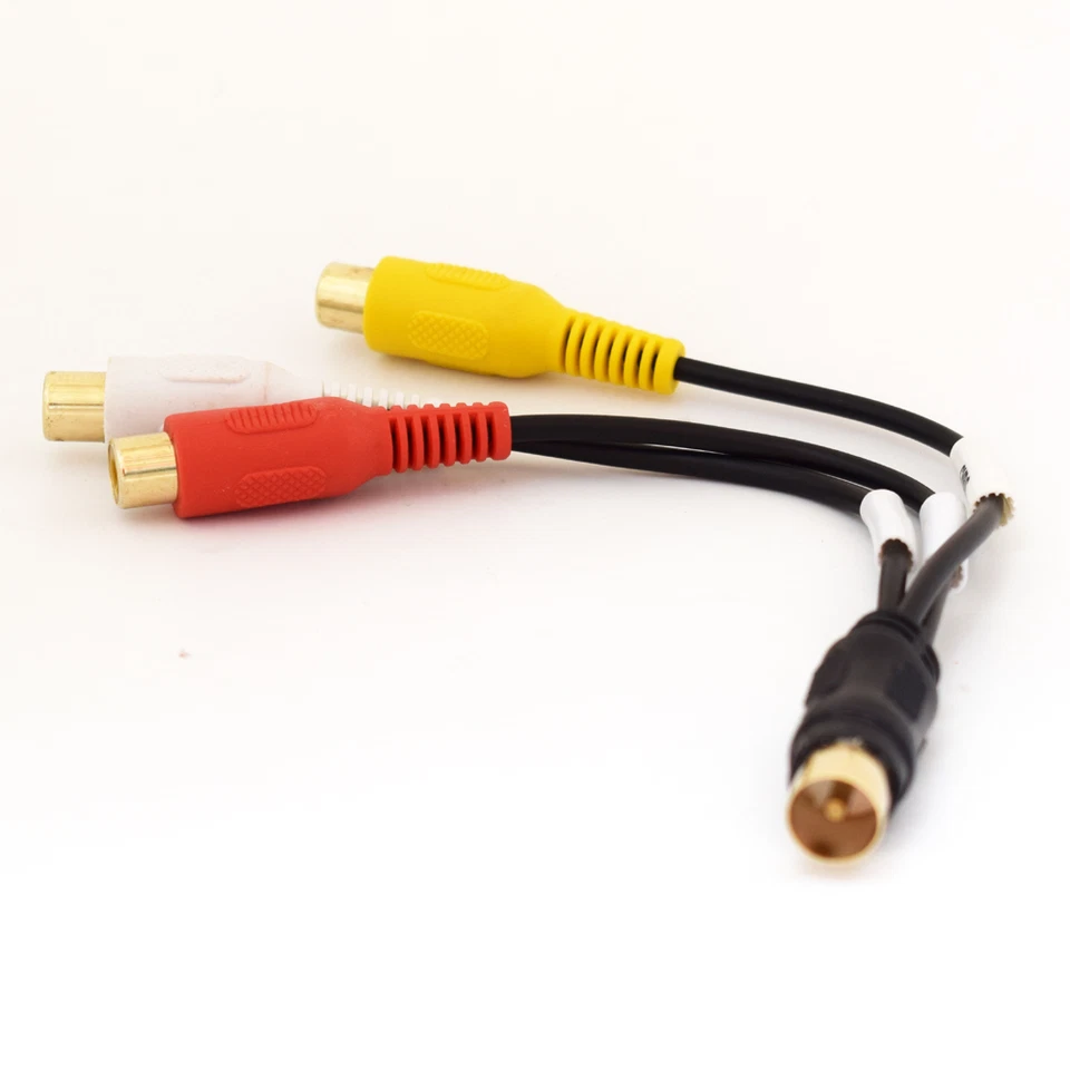 1pc 18cm TV Male Plug to 3 x RCA (Red+Yellow+White) Female Jack Adapter Cable US - Image 2 of 4