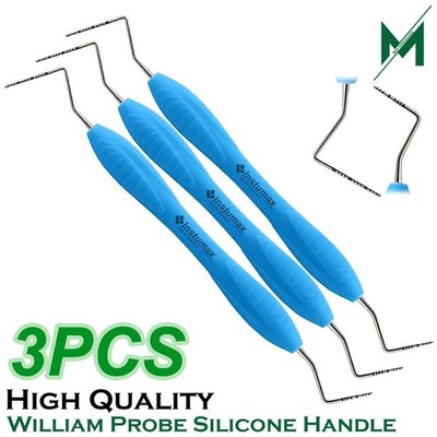 Dental William Probe Color Coded CP-15 Perio Probe Double End Silicone Handle