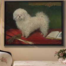 Vintage Dog Artwork Canvas Print Framed Animal Wall Decor Oil Painting