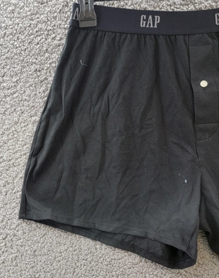 Boxers ajustados tejidos GAP para hombre M negros con un botón cintura elástica tirar ~ Foto 3 de 4