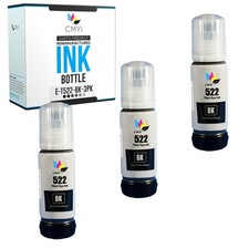 3PK Black 522 Ink Bottle Compatible for Epson T522 Fits EcoTank ET2720 ET4800