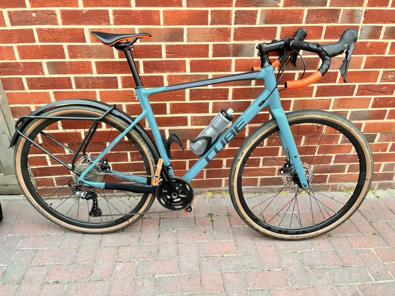Cube Nuroad Race Gravel Bike 2021 Grey/Blue/Orange + pannier rack & bags