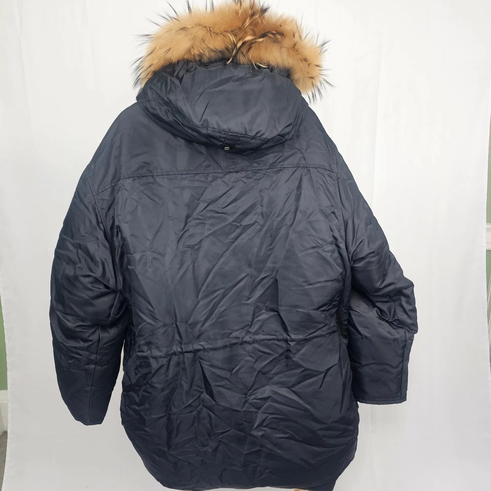 Vintage Phat Farm Men’s Goose Down Parka Coat- L -Black Fur Hood 90s Hip-Hop NYC - Image 2 of 4