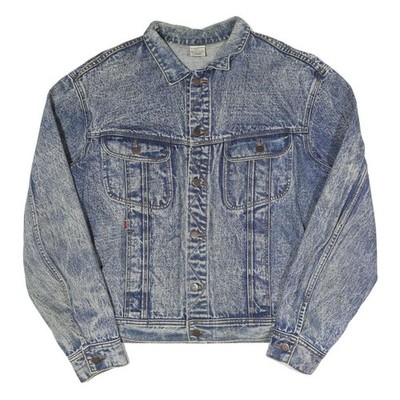 STAND Herren Jeansjacke blau L Baumwollmischung Knopfleiste klassisch Freizeit