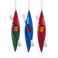 Kurt Adler 5.25 Inch Holiday Decorative Multicolor Resin Kayak with Oar...