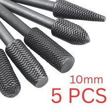 5PCS 10mm 1/4" Tungsten Carbide Rotary Tip Burr Set Die Grinder Shank Bit Metal