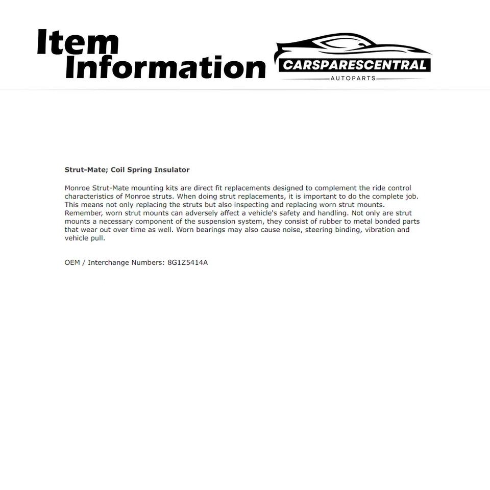 Isolador de mola helicoidal inferior frontal Monroe 2 peças para 2008-2012 Ford Taurus 3.5L - Imagem 3 de 4