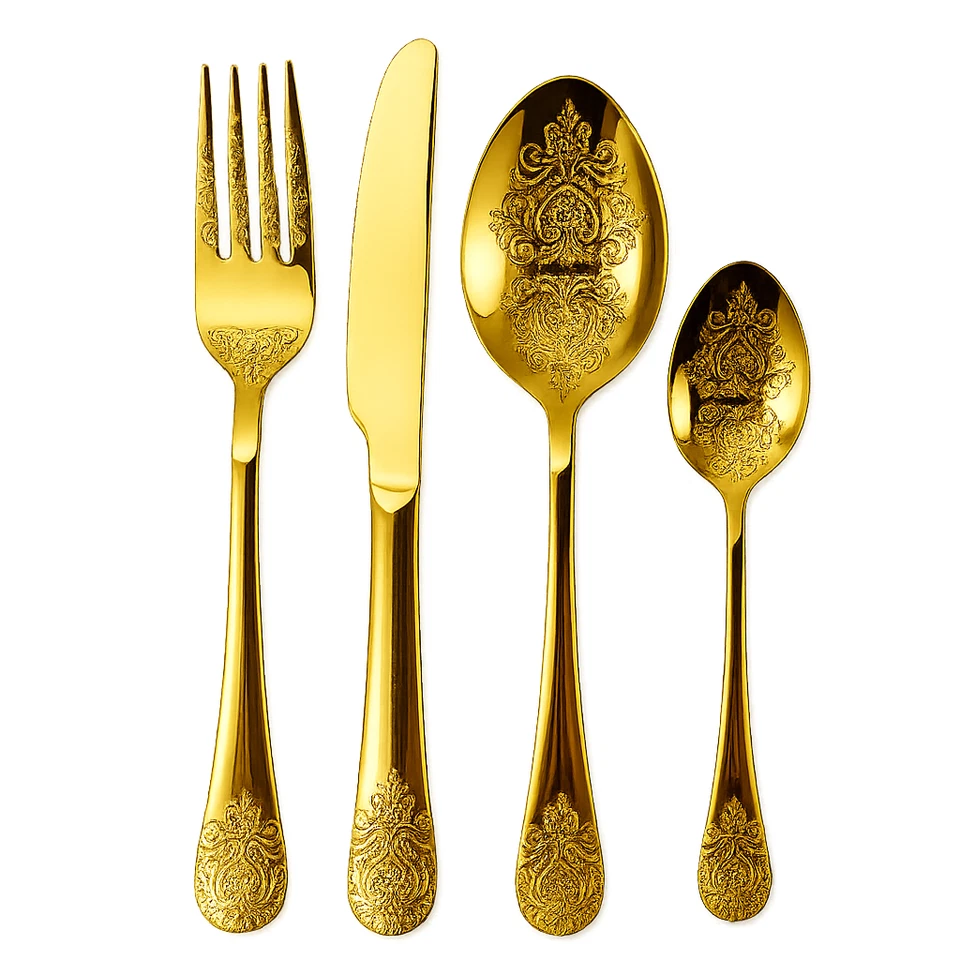 Set Posate 24 Pezzi Bavaria Ottingher Acciaio Inox Design Elegante Oro/Argento - Immagine 2 di 4