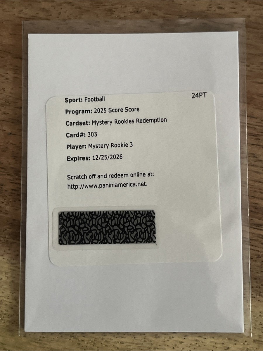 🔥🔥🔥🔥 2025 Score MYSTERY ROOKIE 3 #303 Unused Redemption | eBay