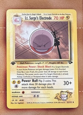 Pokemon Card Lt. Surge's Electrode Gym Challenge 1st Edition 52/132