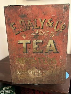 E. Daly & Co Red Tea Tin Canister Advertising Tin Coffee & Tea Theme