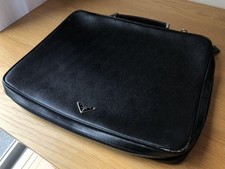 Autentica borsa da lavoro PRADA valigetta rotonda cerniera manico superiore i...