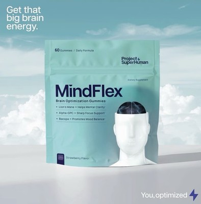 Project Superhuman MindFlex Focus Gummies 6-in-1 Formula 60Gummies Strawberry