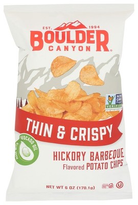 Boulder Canyon Thin & Crispy Potato Chips Hickory Barbecue 6 Oz