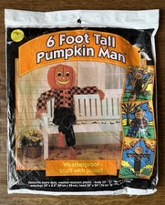 Vintage Halloween 6 Foot Tall Pumpkin Man Decoration Sun Hill New Sealed NOS