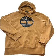 Timberland Brown Logo Hoodie Mens Black Tree Logo Hooded Sweatshirt, Size Medium