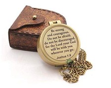 Be Strong and Courageous Compass   Joshua 1:9 Scripture Engraved   Solid Brass