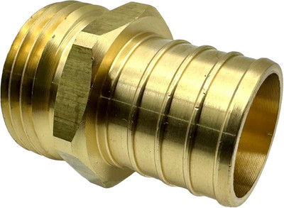 Brass Garden Hose Adapter Swivel Fitting, 1  PEX Barb and 3/4  GHT Male Connecto