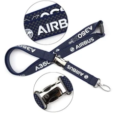 A350 XWB AIRBUS BLACK CARBON FIBER WOVEN LANYARD. U.S.A. FAST SHIPPING