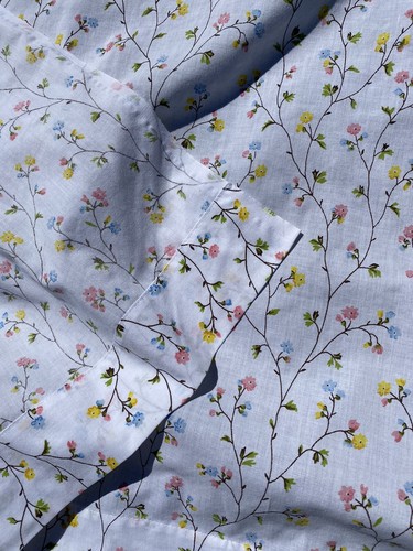 Vtg Bed Sheet Twin Flat JC Penney No Iron Muslin Sheet Caroline Floral Flowers - Picture 6 of 8