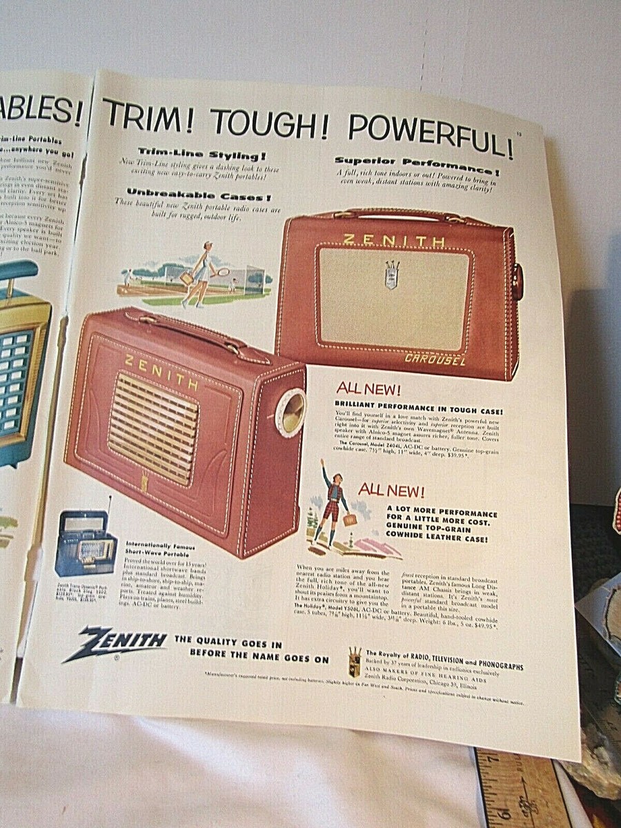 3x 1940 & 1956 ZENITH ads Portables transistor radios Royal 3x 1940 & 1956 ZENITH ads Portables transistor radios Royal