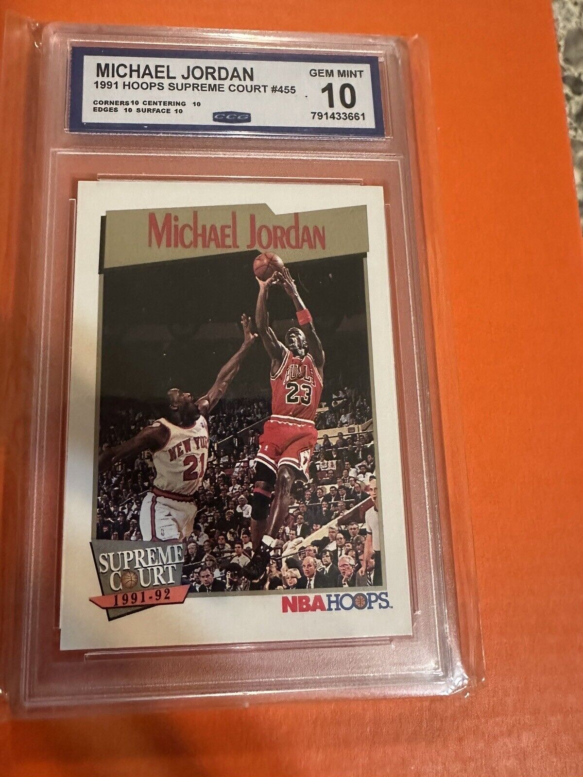 1991 NBA Hoops Supreme Court #455 Michael Jordan Mint 10 Graded 10
