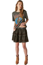 Lucky Brand Women's Cotton Schiffly Embroidered Mini Skirt Raven Size S/P