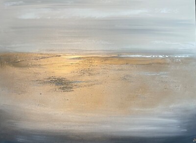 Original strukturiertes Leinwandbild in Gold und Grau