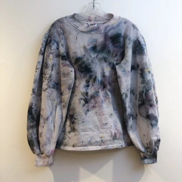 Riverside Tool & Dye Tie Dye Balloon Sleeve Crew Neck Pullover Sweatshirt S/M - Image 3 of 4