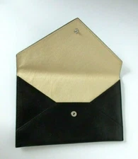 Graphic Image Envelope Wallet Goatskin Leather 4x7" Black