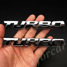 2x Chrome Metal Turbo T Car Auto Trunk Rear Tailgate Emblems Badge Decal Sticker