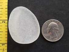 GENUINE BEACH SEA GLASS SURF TUMBLED WHITE CLEAR BOTTOM PART FROSTED PENDANT N03