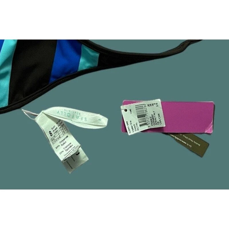 Новый с Ярлыками Y2K Seafolly с ремешками струнных инструментов треугольник с бретелью через шею бикини верхний размер 8 - Изображение 4 из 4