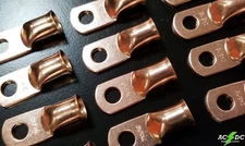 (2) 2 gauge Ring 5/16" Hole Terminal BATTERY Lug Bare Copper Un-insulated AWG