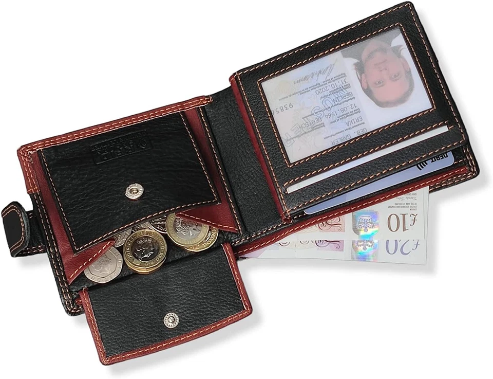 Billetera MORUCHA para hombre bloqueo RFID cuero suave real M75 negra marrón Foto 4 de 4