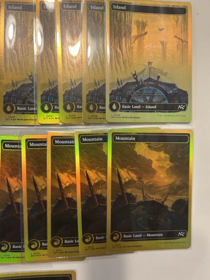 MTG Aetherdrift Basic Lands First-Place Foil x50 Full Art Set of 10 each NM - Image 4 of 4