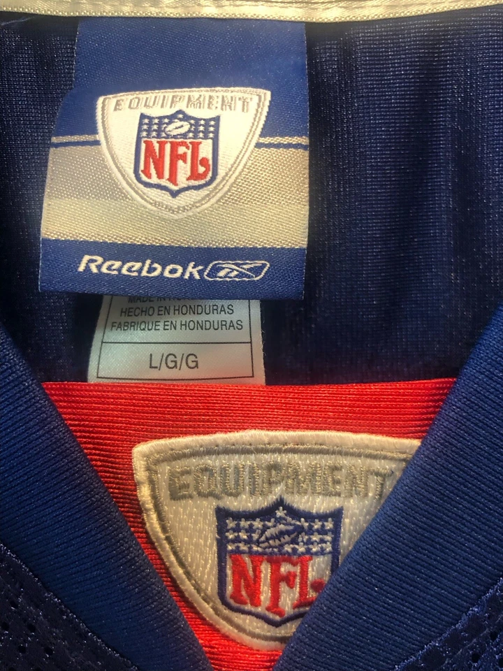Auténtica camiseta de fútbol americano Eli Manning #10 New York Giants vintage de la NFL Reebok de Nueva York Foto 4 de 4