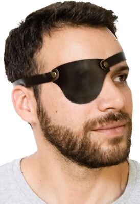 ''Eye Patches for Adults Right and Left Eyes - Black Adult Leather Eyepatch for..