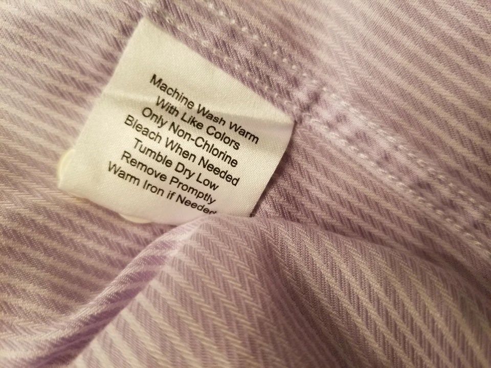 Camisa Egara Hombre Talla 17.5 34/35 Púrpura Blanco Rayas Foto 3 de 4