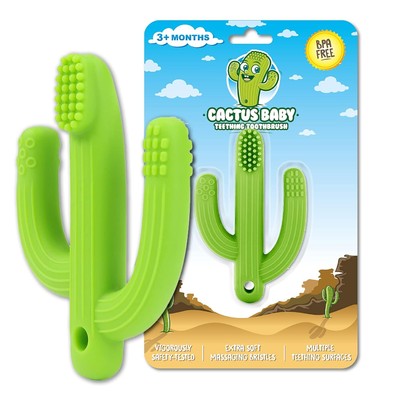 Cactus Baby Teething Toys for Babies 0-6 Months or 6-12 Months, Lime 