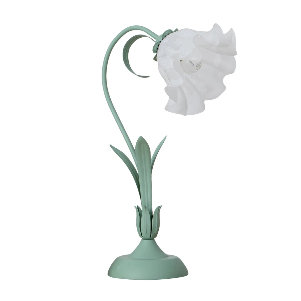 Tiffany Style Table Lamp Glass Flower Shaped Desk Light Bedside End Table Lamp - Image 3 of 4