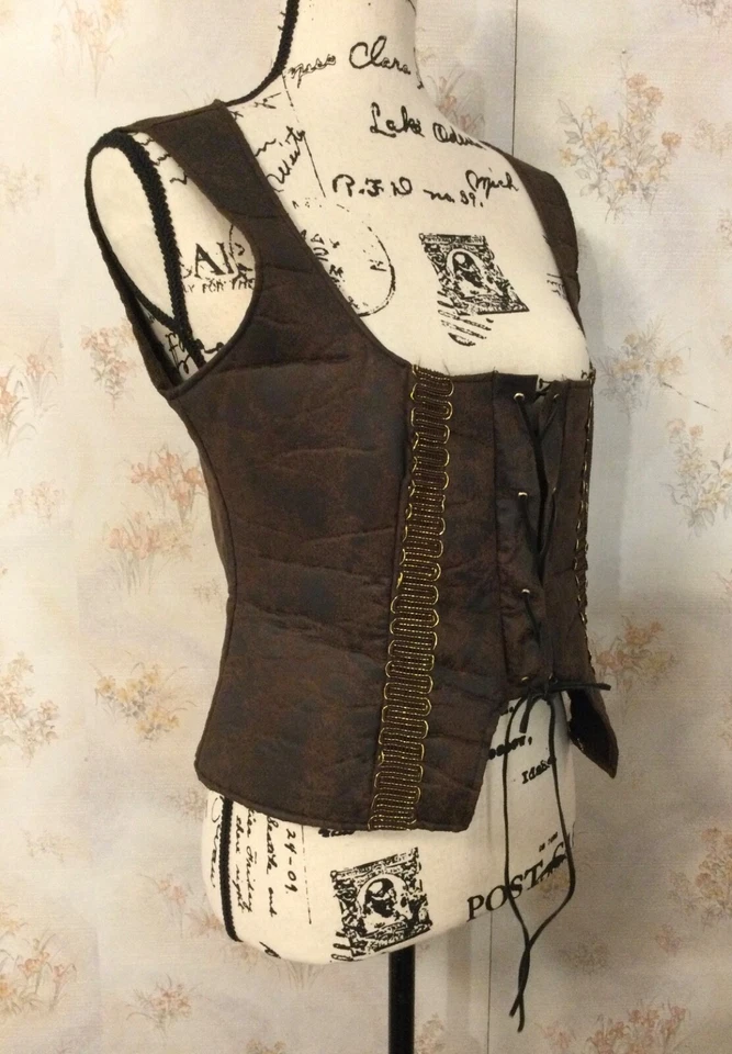 Chaleco Medieval RUBIE’S Talla Única Marrón Poliéster Negro Gamuza Cuero Con Cordones Frontales Foto 4 de 4